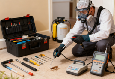 杭州市白蚁防治中心专业技术人员现场检测白蚁危害